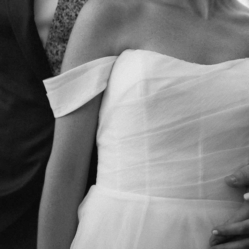 Jenny Yoo White Off-the-Shoulder A-Line Wedding Dress - Picture 4 of 16
